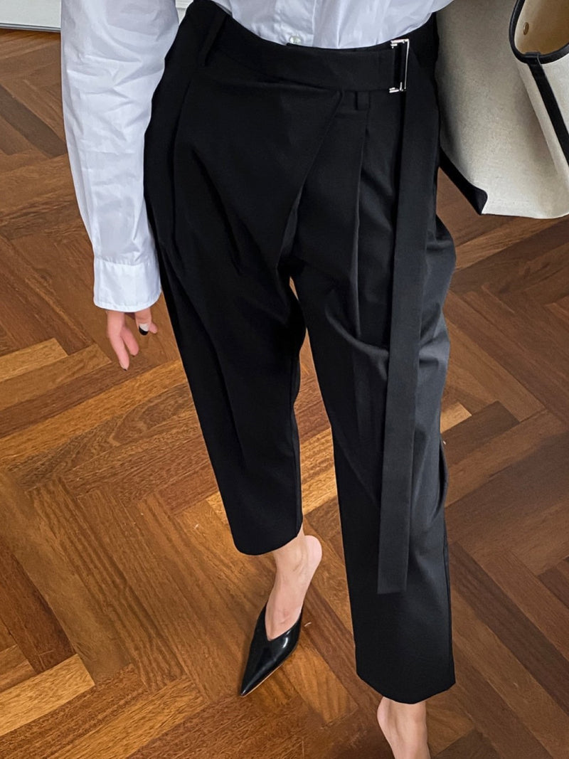 BELTED SUMMER WRAP TROUSERS