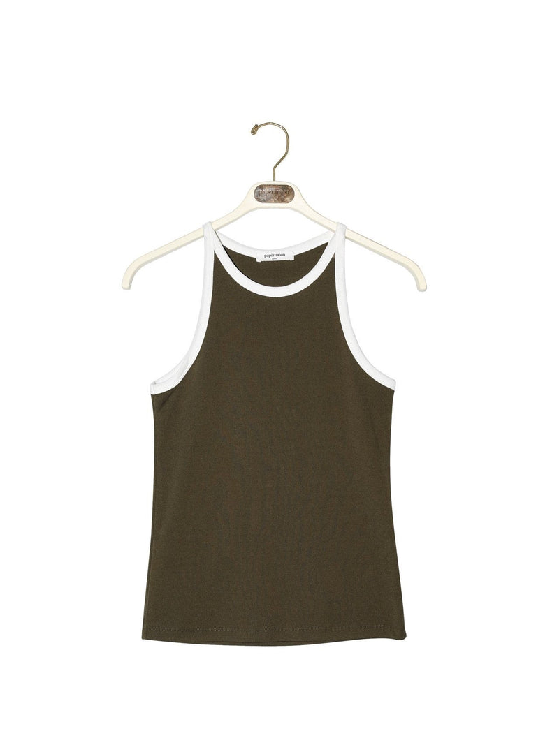 BI-COLOR SLEEVELESS HALTER TOP