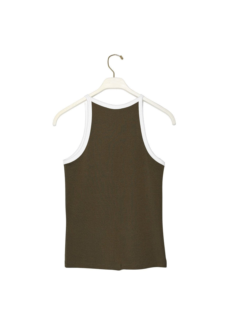 BI-COLOR SLEEVELESS HALTER TOP