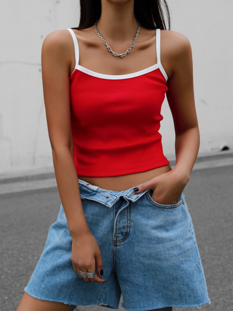 BI-COLOR SLEEVELESS RIBBED TANK