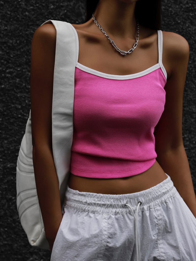 BI-COLOR SLEEVELESS RIBBED TANK