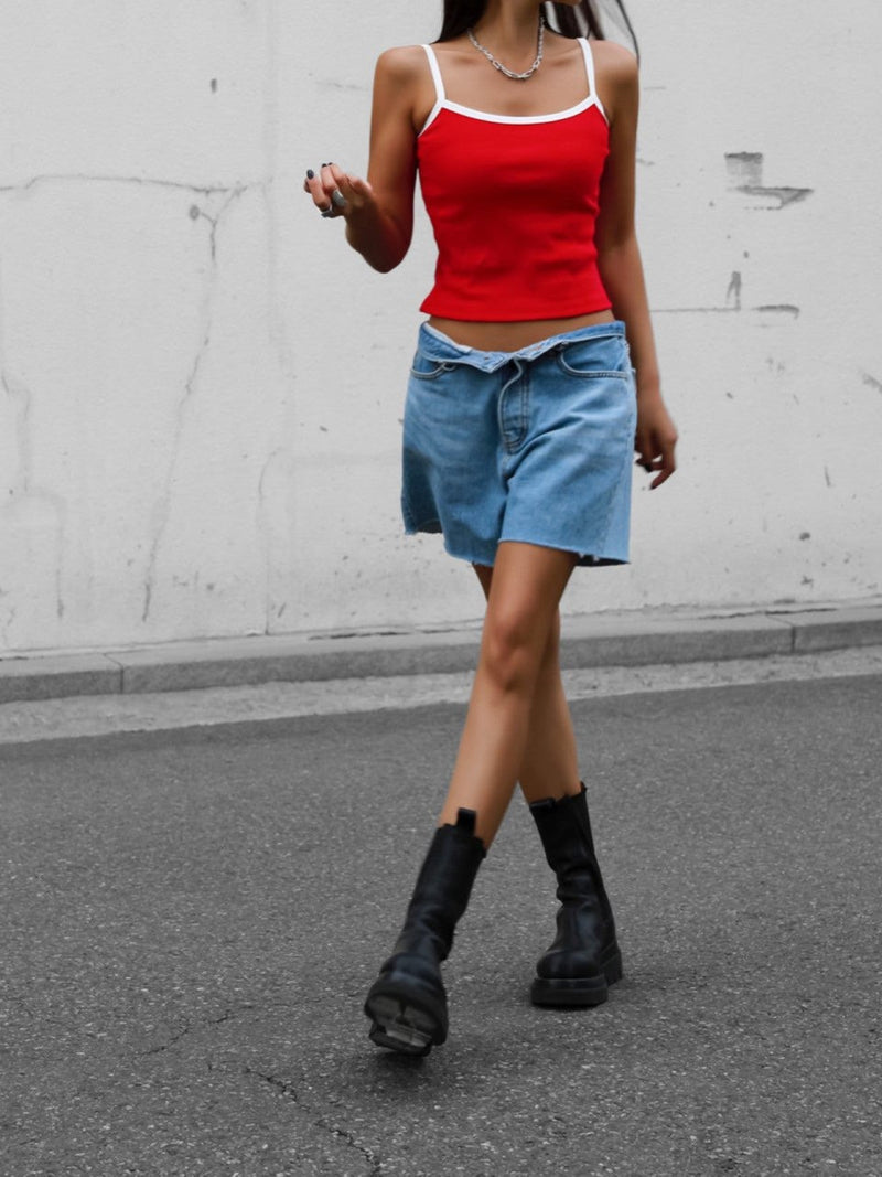 BI-COLOR SLEEVELESS RIBBED TANK