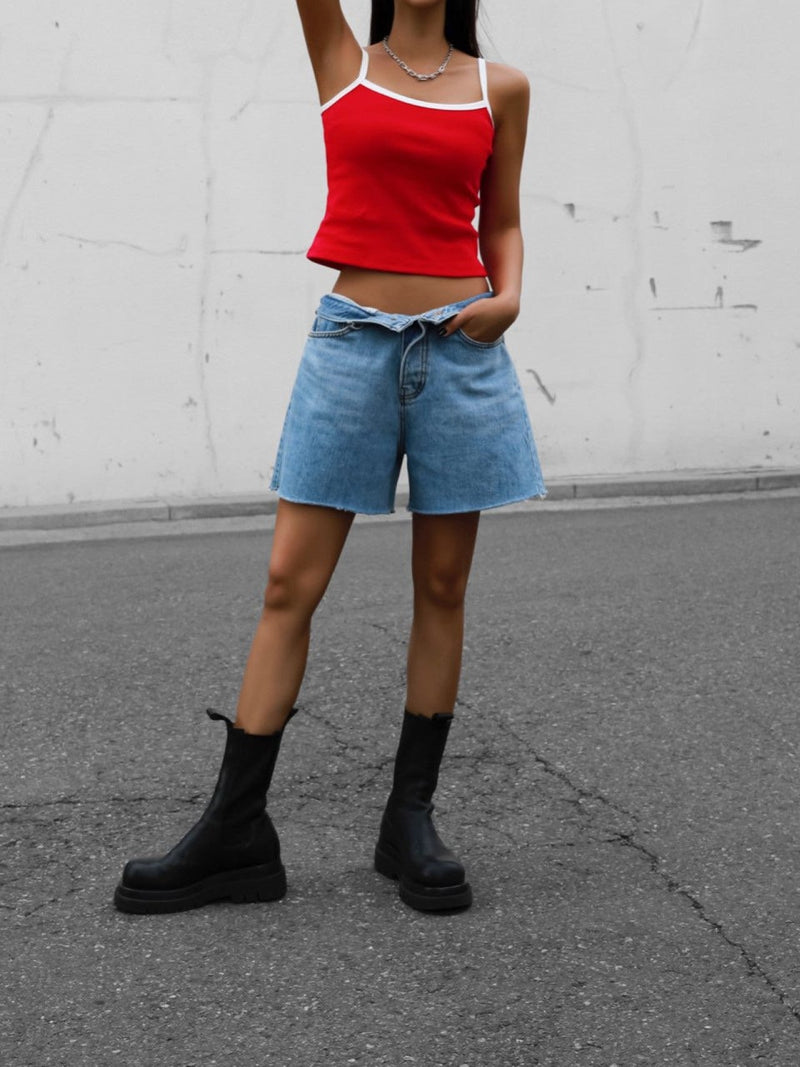 BI-COLOR SLEEVELESS RIBBED TANK