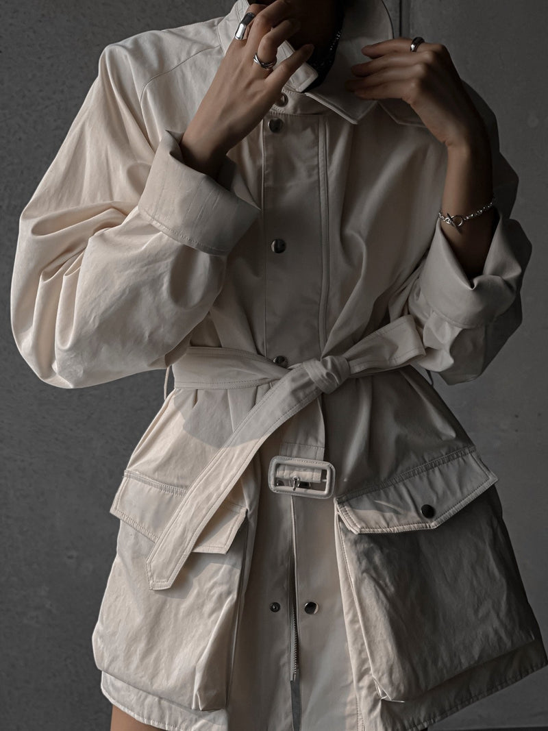 BI-FABRIC VEGAN LEATHER MILITARY JACKET