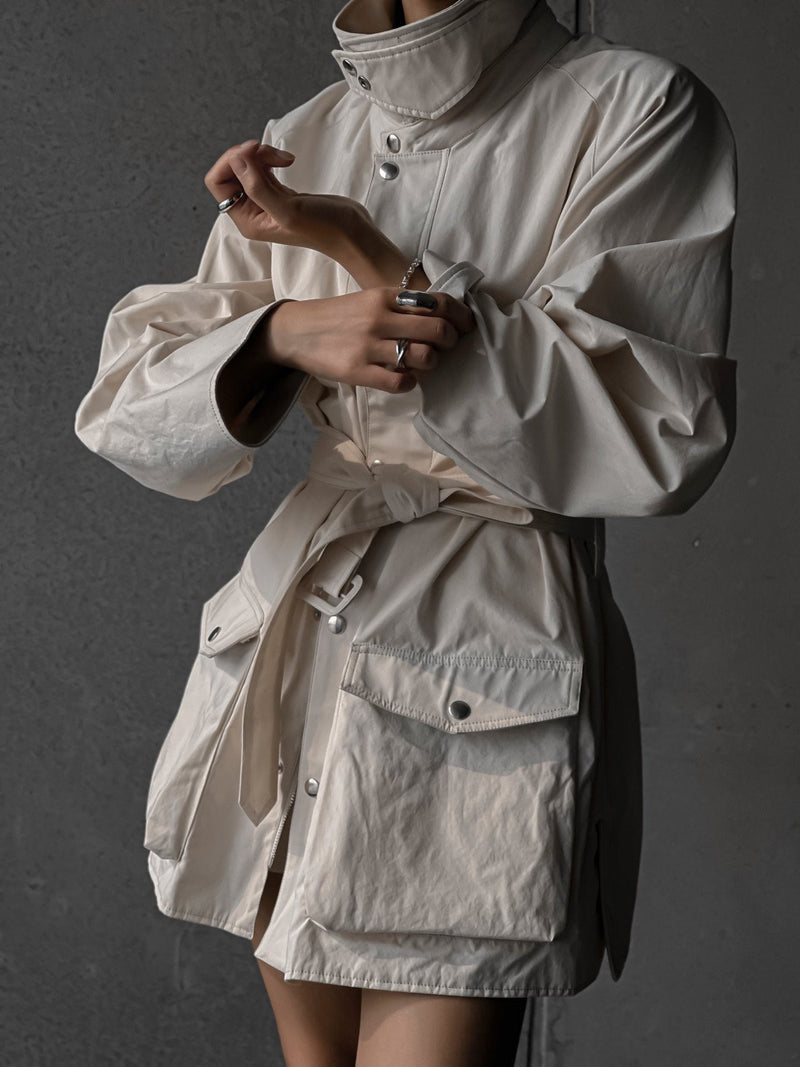 BI-FABRIC VEGAN LEATHER MILITARY JACKET