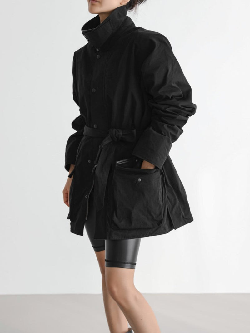 BI-FABRIC VEGAN LEATHER MILITARY JACKET