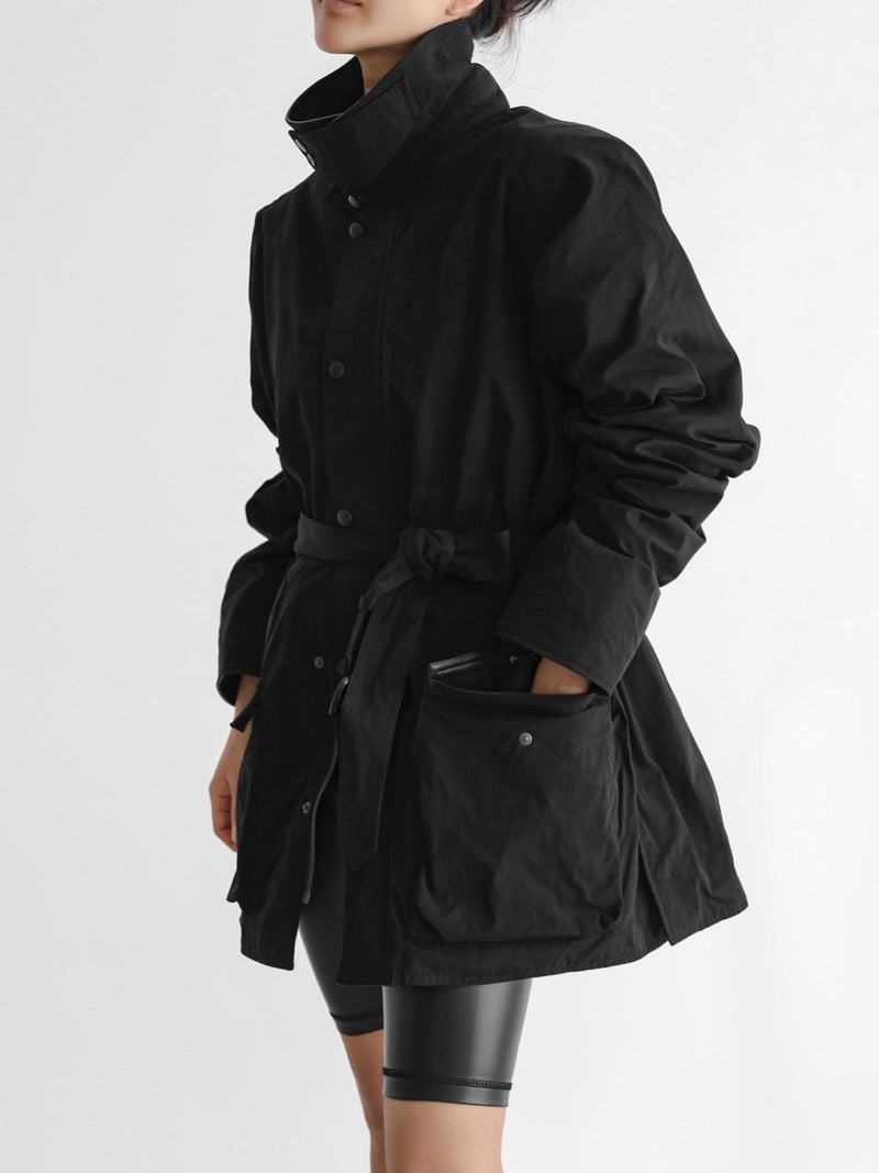 BI-FABRIC VEGAN LEATHER MILITARY JACKET