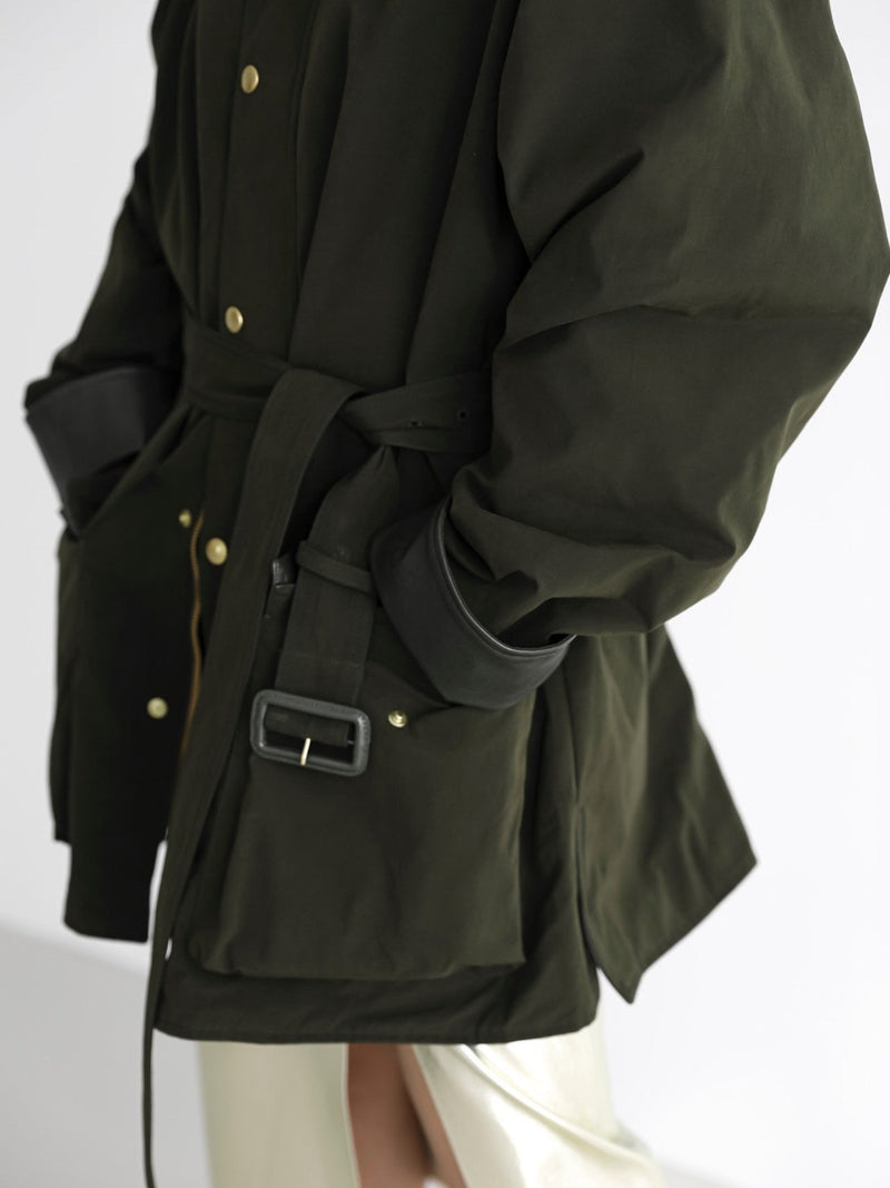 BI-FABRIC VEGAN LEATHER MILITARY JACKET