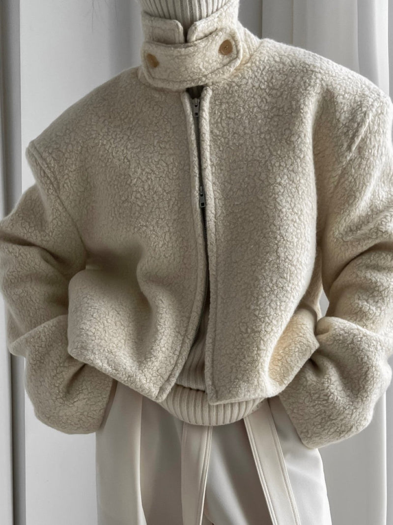 BOUCLE ALPACA WOOL ZIP JACKET