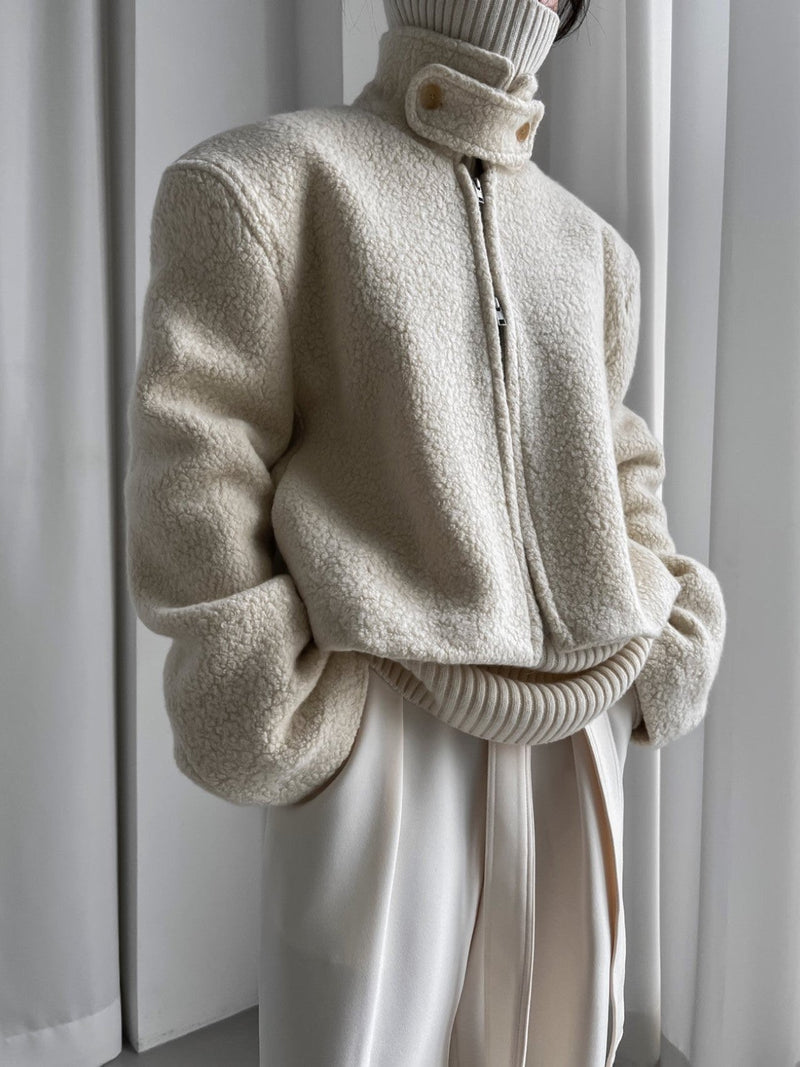 BOUCLE ALPACA WOOL ZIP JACKET