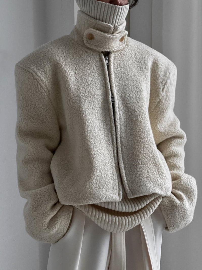 BOUCLE ALPACA WOOL ZIP JACKET