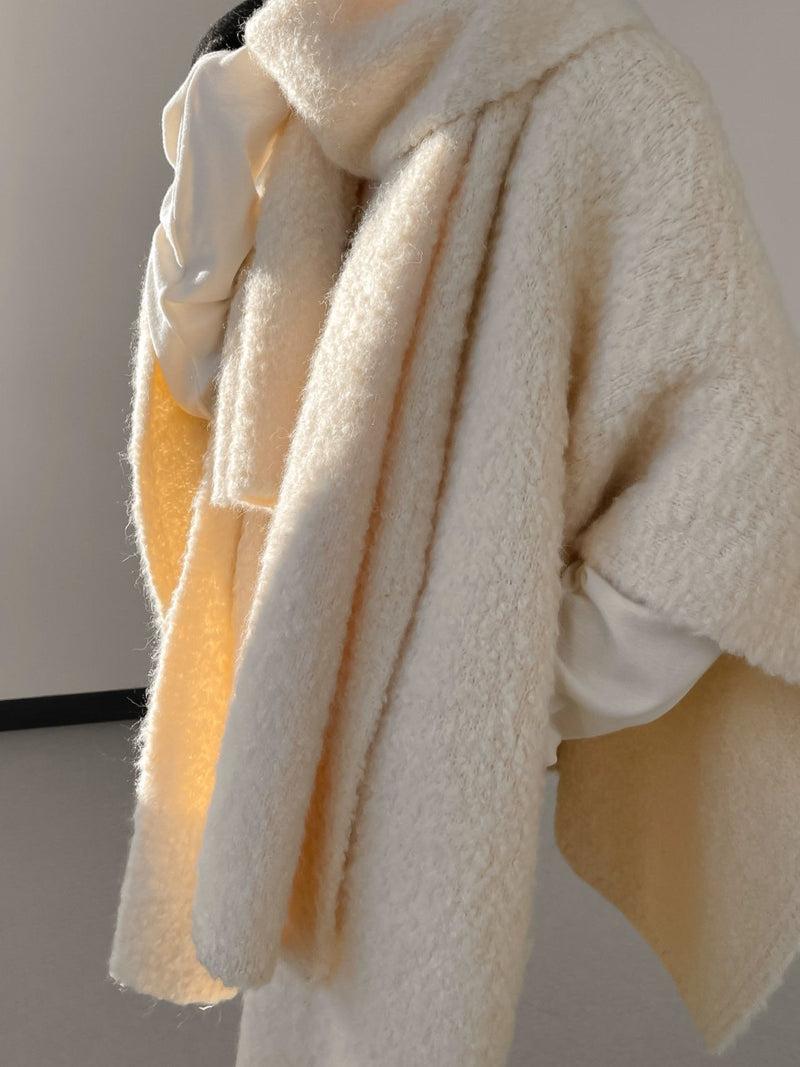 BOUCLE ALPACA WOOL BLEND SHAWL CARDIGAN