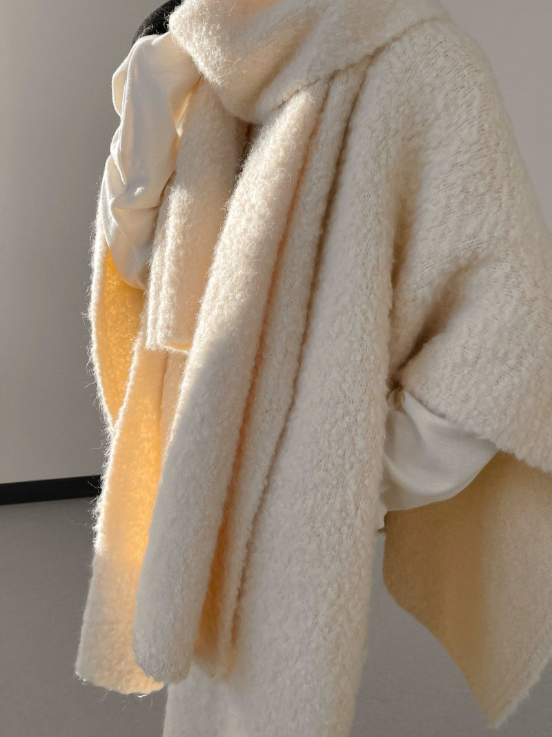 BOUCLE ALPACA WOOL BLEND SHAWL CARDIGAN