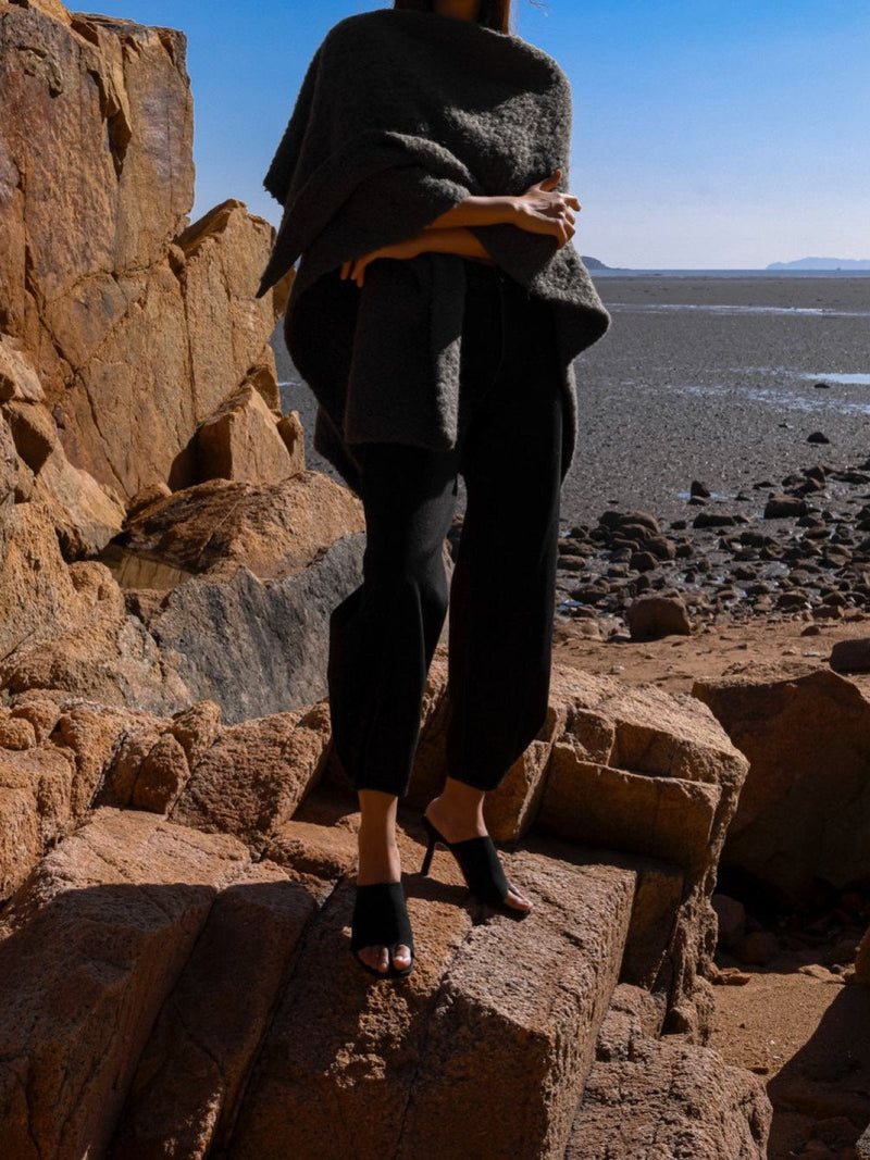 BOUCLE ALPACA WOOL BLEND SHAWL CARDIGAN