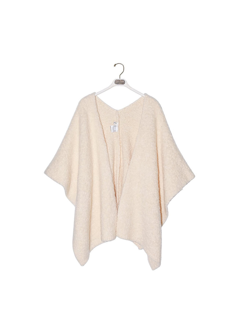 BOUCLE ALPACA WOOL BLEND SHAWL CARDIGAN