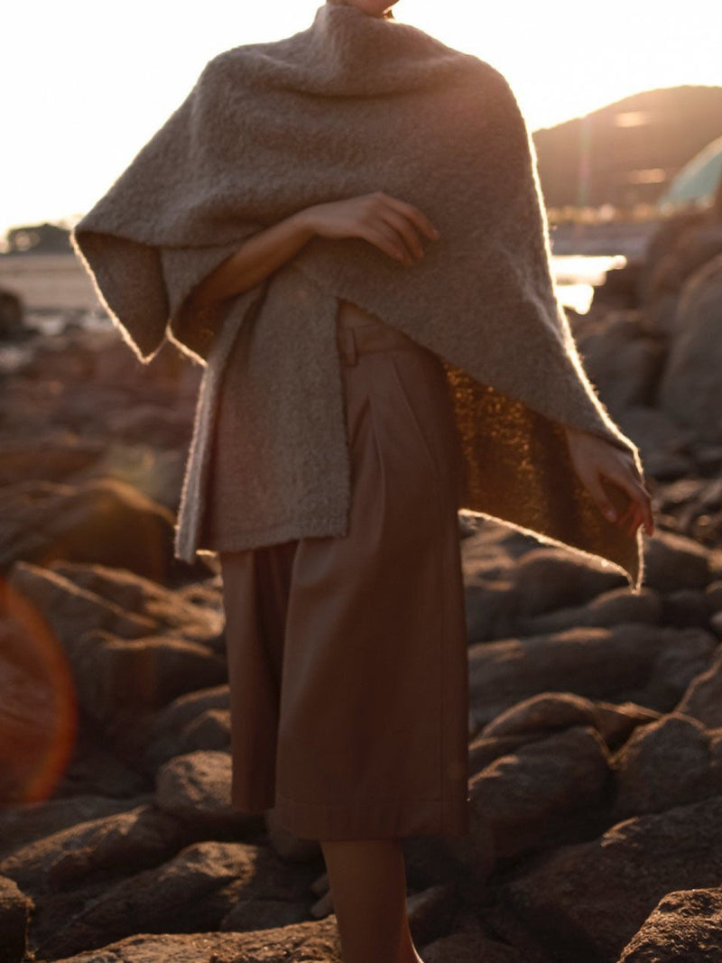 BOUCLE ALPACA WOOL BLEND SHAWL CARDIGAN