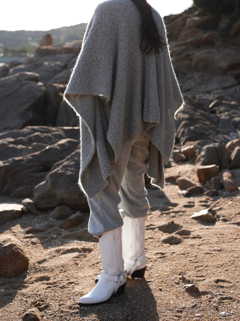BOUCLE ALPACA WOOL BLEND SHAWL CARDIGAN