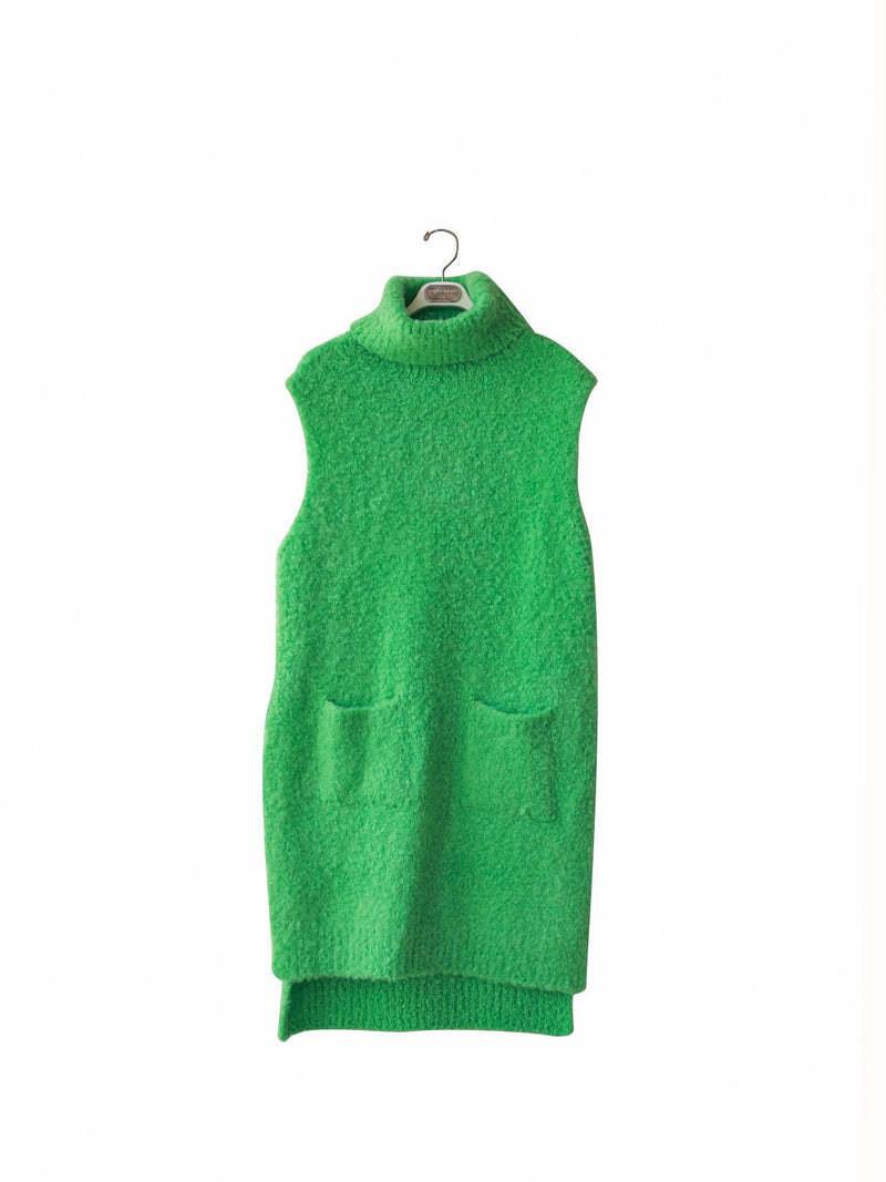 BOUCLE ALPACA WOOL BLEND TURTLENECK KNIT VEST