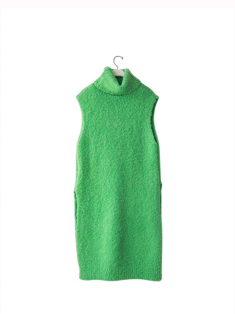 BOUCLE ALPACA WOOL BLEND TURTLENECK KNIT VEST