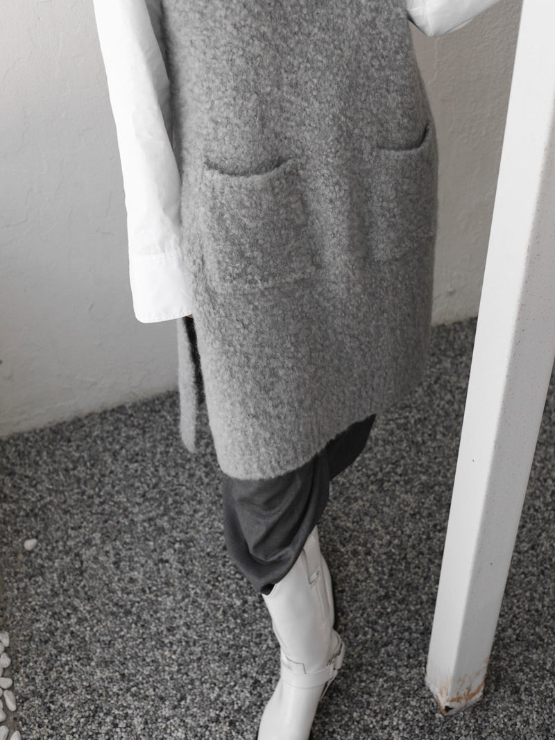 BOUCLE ALPACA WOOL BLEND TURTLENECK KNIT VEST