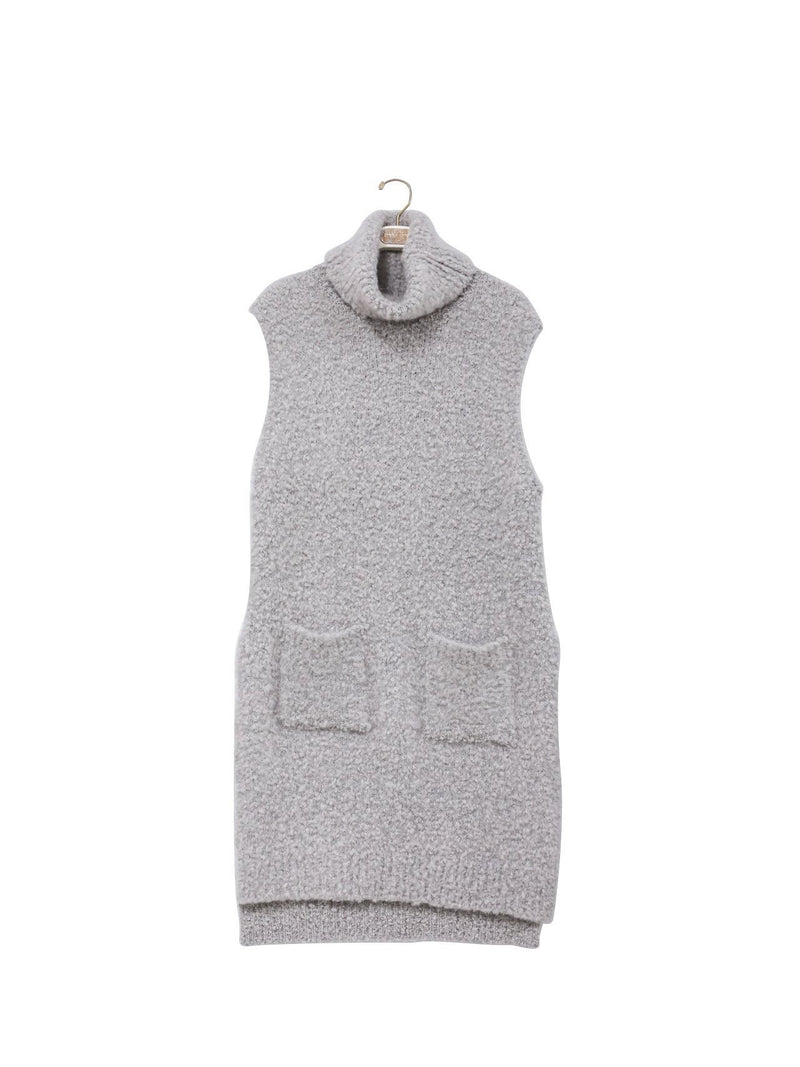 BOUCLE ALPACA WOOL BLEND TURTLENECK KNIT VEST