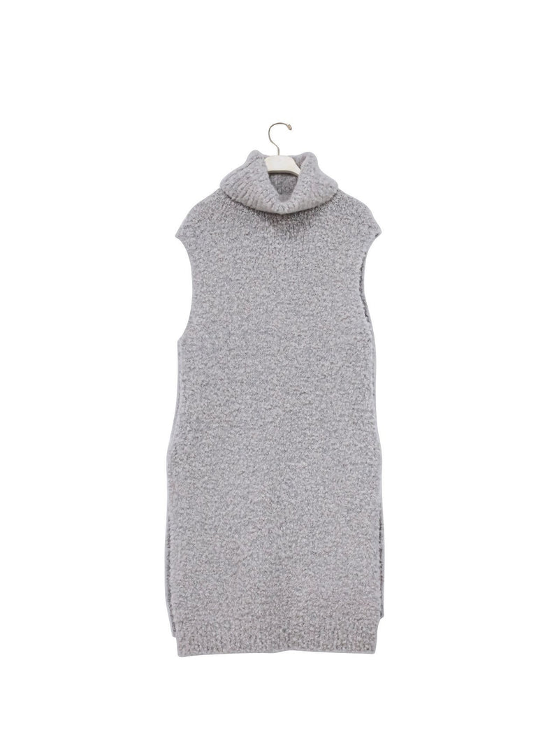 BOUCLE ALPACA WOOL BLEND TURTLENECK KNIT VEST