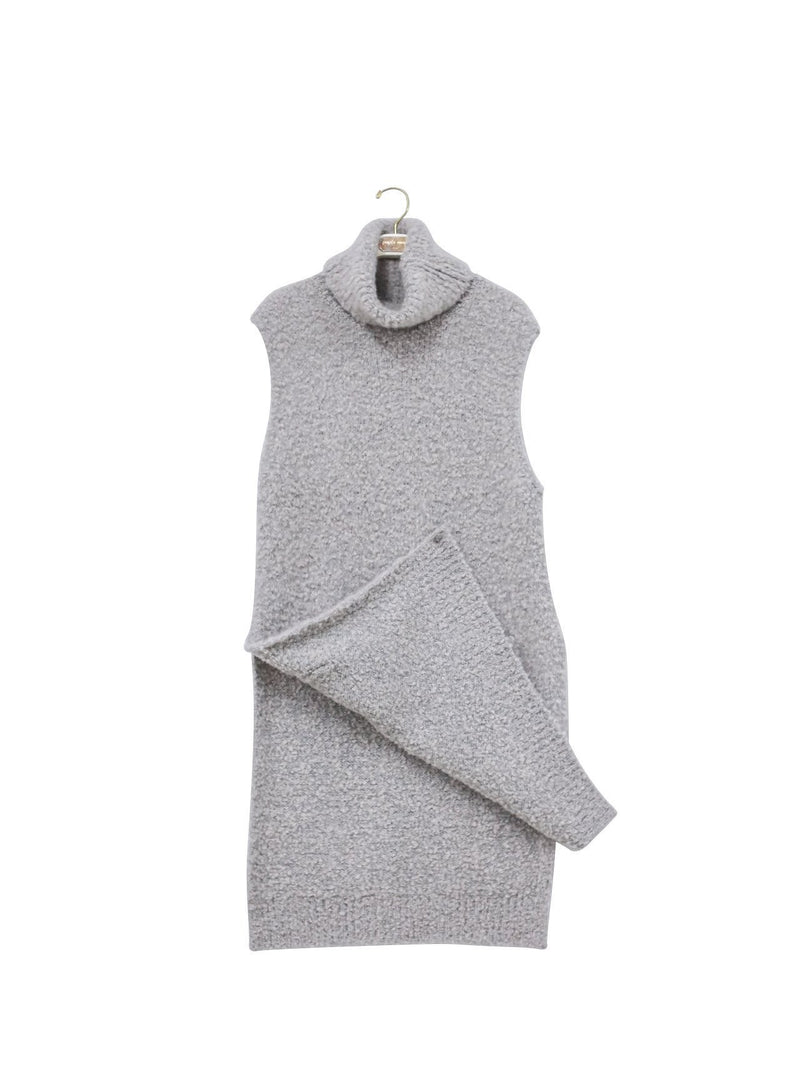 BOUCLE ALPACA WOOL BLEND TURTLENECK KNIT VEST