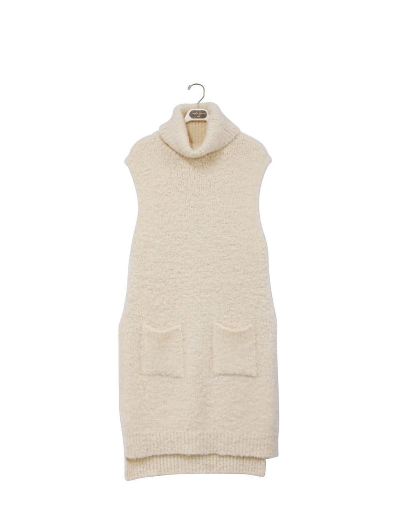 BOUCLE ALPACA WOOL BLEND TURTLENECK KNIT VEST