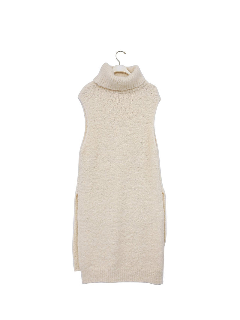 BOUCLE ALPACA WOOL BLEND TURTLENECK KNIT VEST