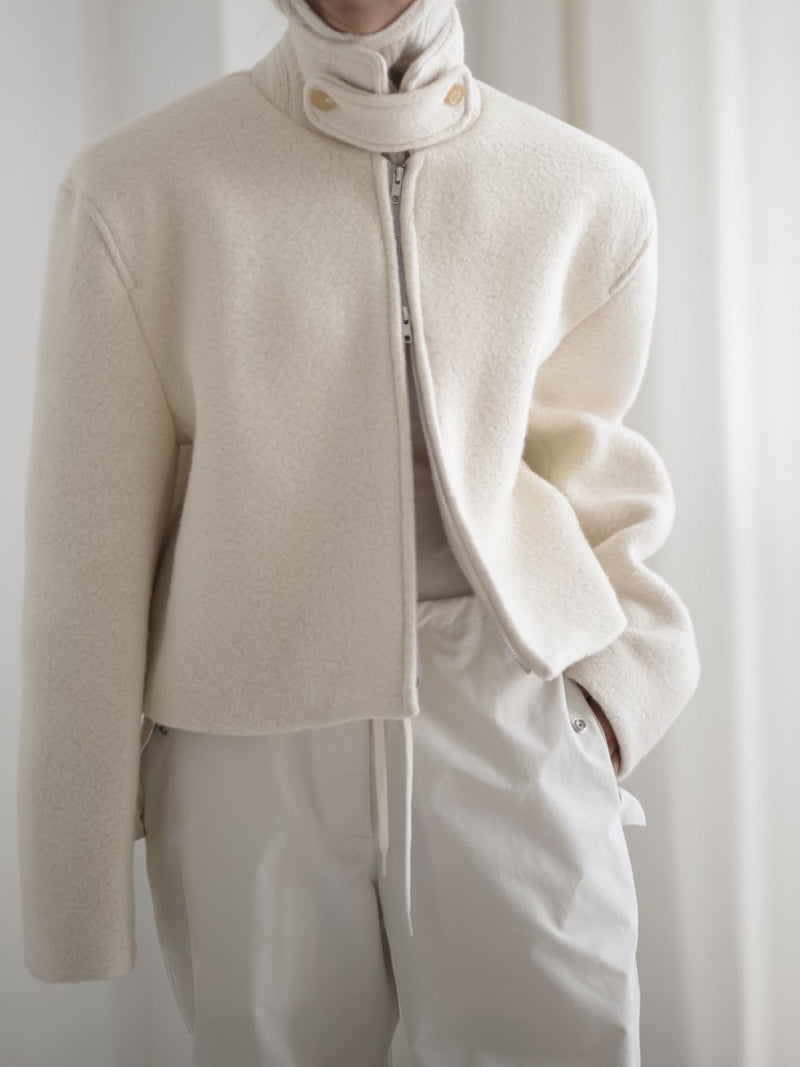BOUCLE ALPACA WOOL ZIP JACKET