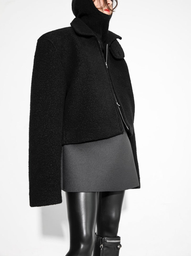 BOUCLE ALPACA WOOL ZIP JACKET
