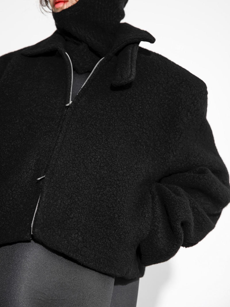 BOUCLE ALPACA WOOL ZIP JACKET