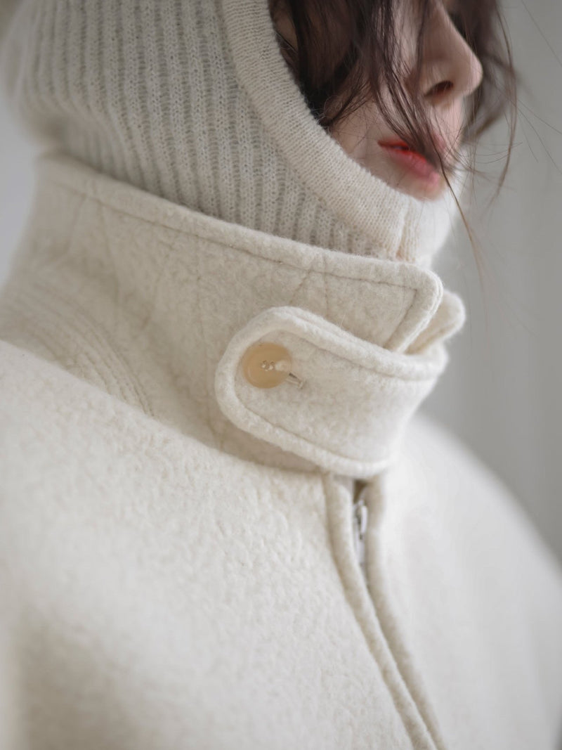 BOUCLE ALPACA WOOL ZIP JACKET