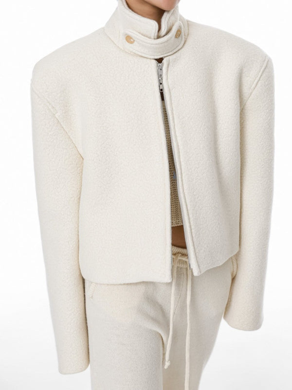 BOUCLE ALPACA WOOL ZIP JACKET