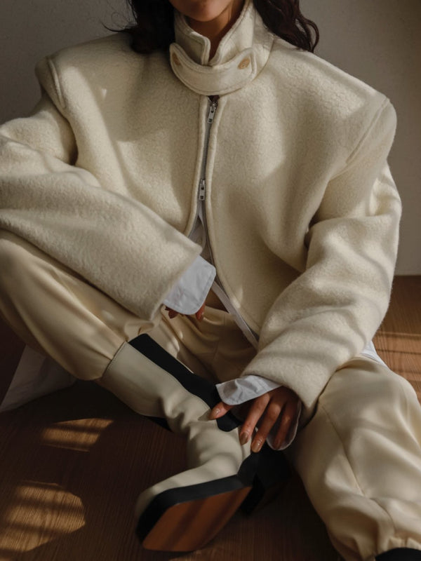 BOUCLE ALPACA WOOL ZIP JACKET