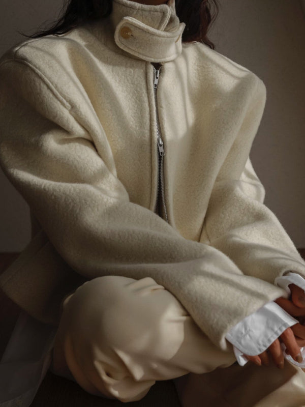 BOUCLE ALPACA WOOL ZIP JACKET
