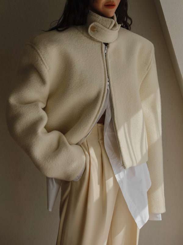 BOUCLE ALPACA WOOL ZIP JACKET