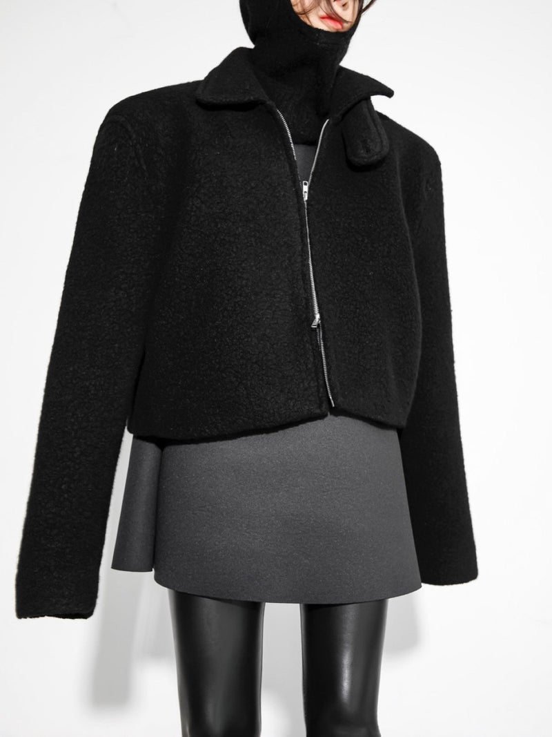 BOUCLE ALPACA WOOL ZIP JACKET