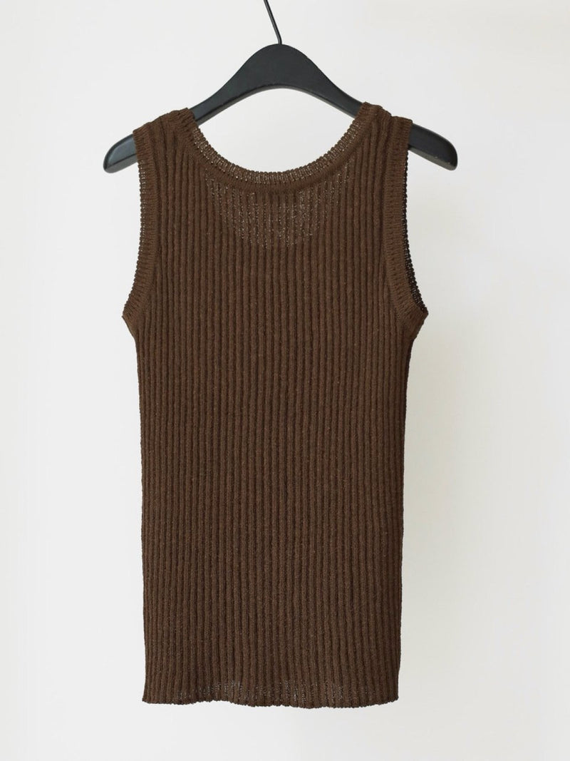 BOUCLE VISCOSE U-NECK KNIT TOP