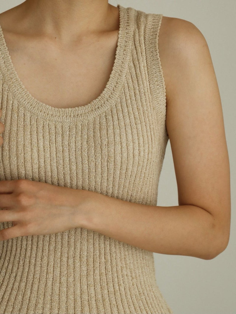 BOUCLE VISCOSE U-NECK KNIT TOP