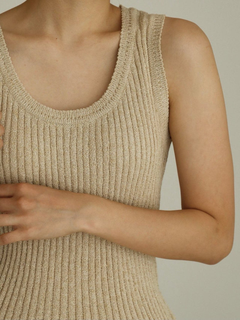 BOUCLE VISCOSE U-NECK KNIT TOP