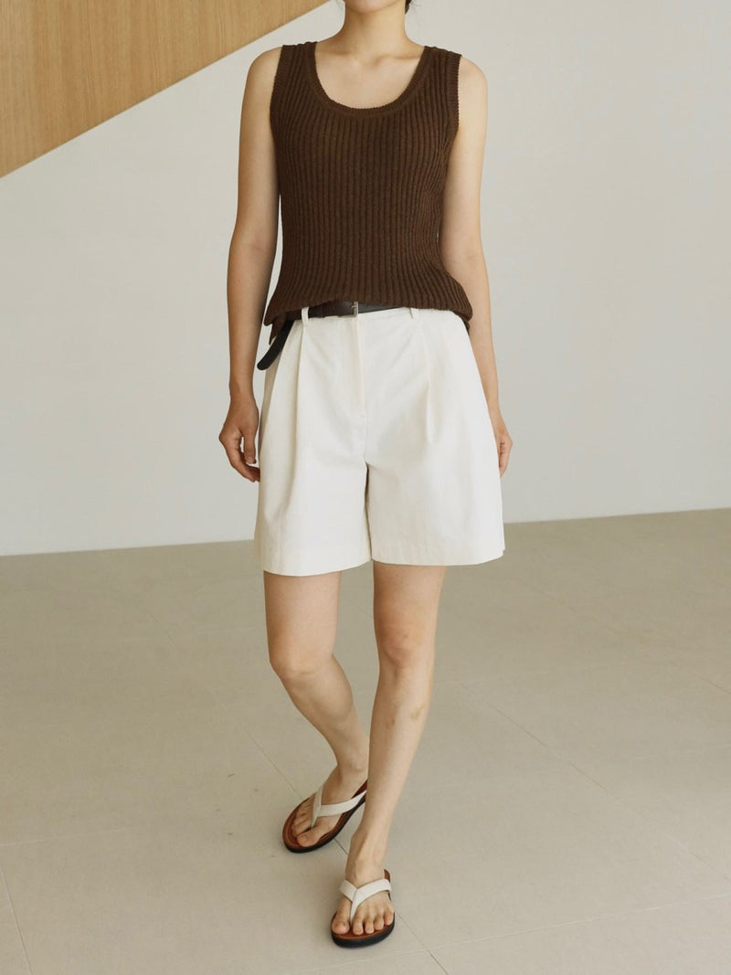 BOUCLE VISCOSE U-NECK KNIT TOP