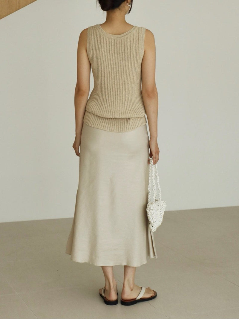 BOUCLE VISCOSE U-NECK KNIT TOP