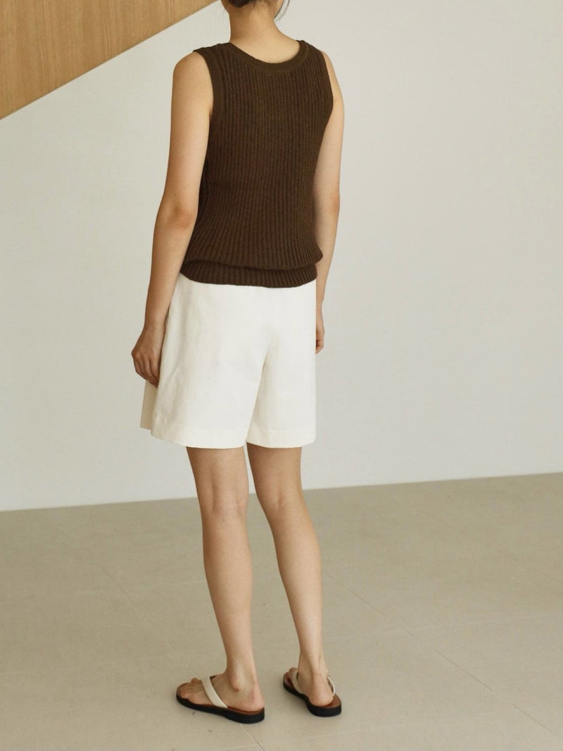 BOUCLE VISCOSE U-NECK KNIT TOP