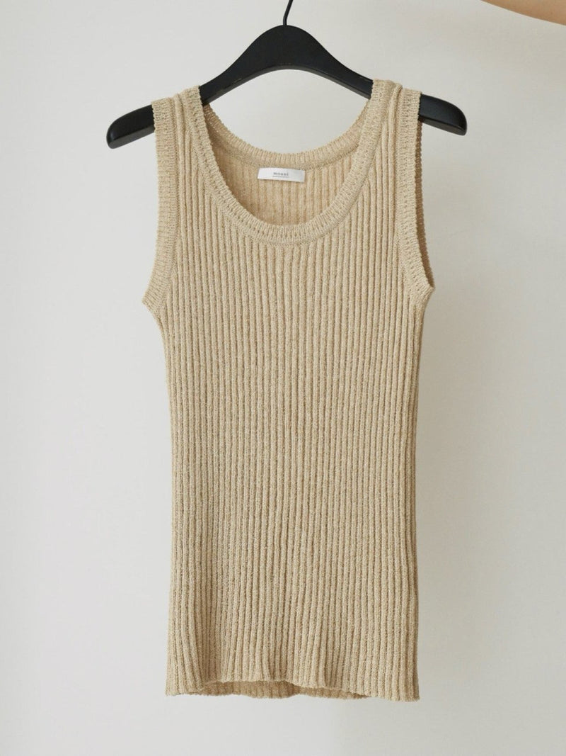 BOUCLE VISCOSE U-NECK KNIT TOP
