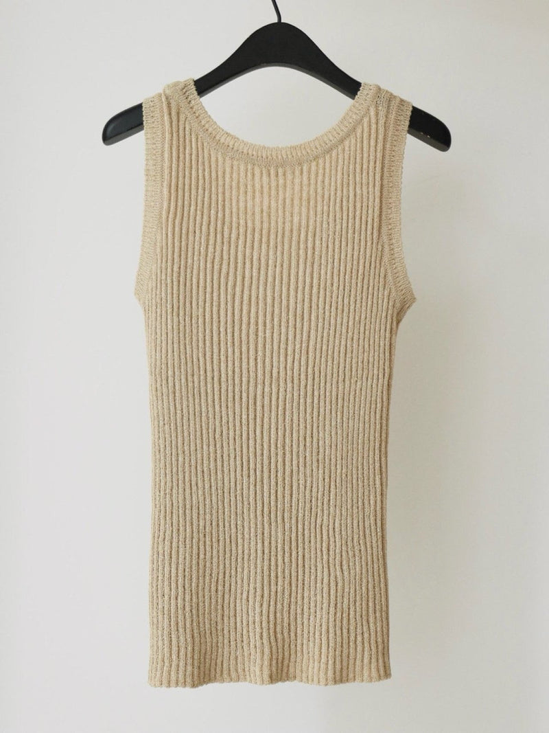 BOUCLE VISCOSE U-NECK KNIT TOP