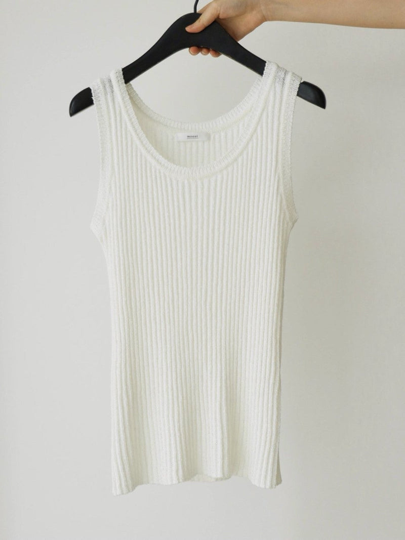 BOUCLE VISCOSE U-NECK KNIT TOP