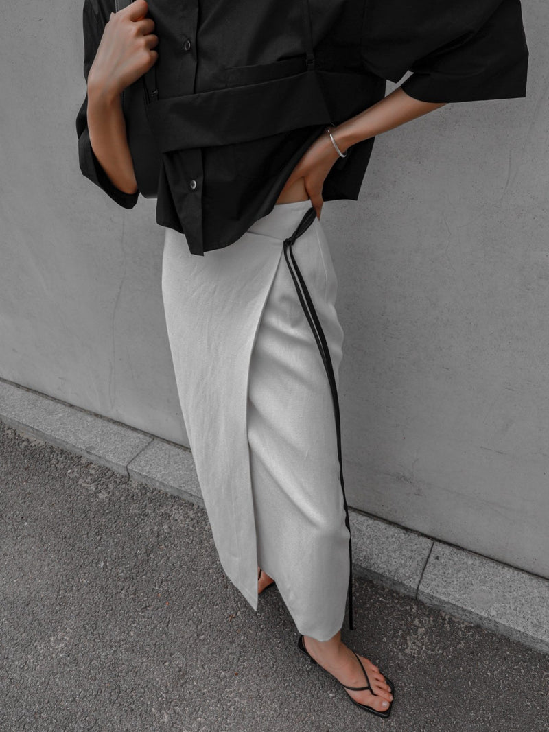 BUSTIER LAYERED CROPPED BUTTON DOWN SHIRT