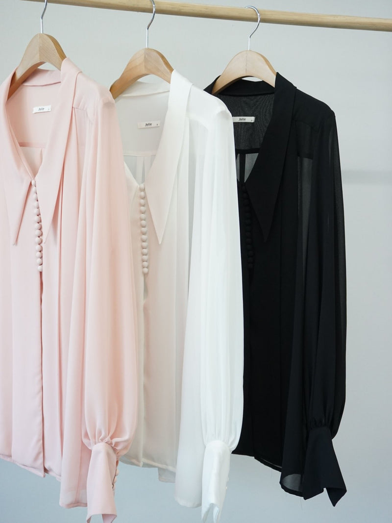 BUTTON DETAIL CHIFFON BLOUSE
