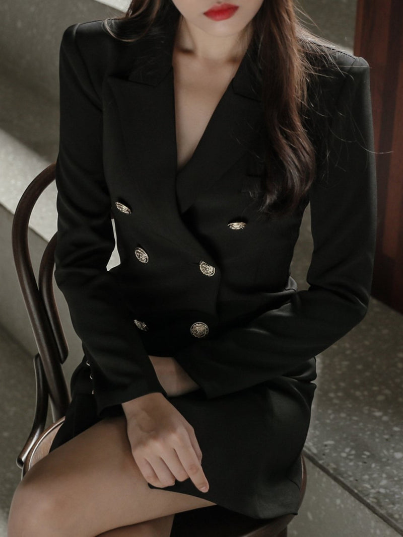 BUTTON DETAIL TAILORED DRESS
